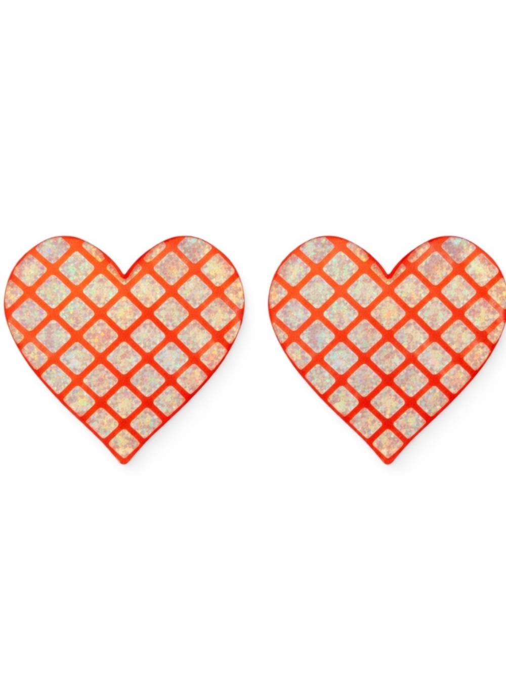 Orange Holographic Heart Nipple Pasties Festival Rave Adhesive Covers
